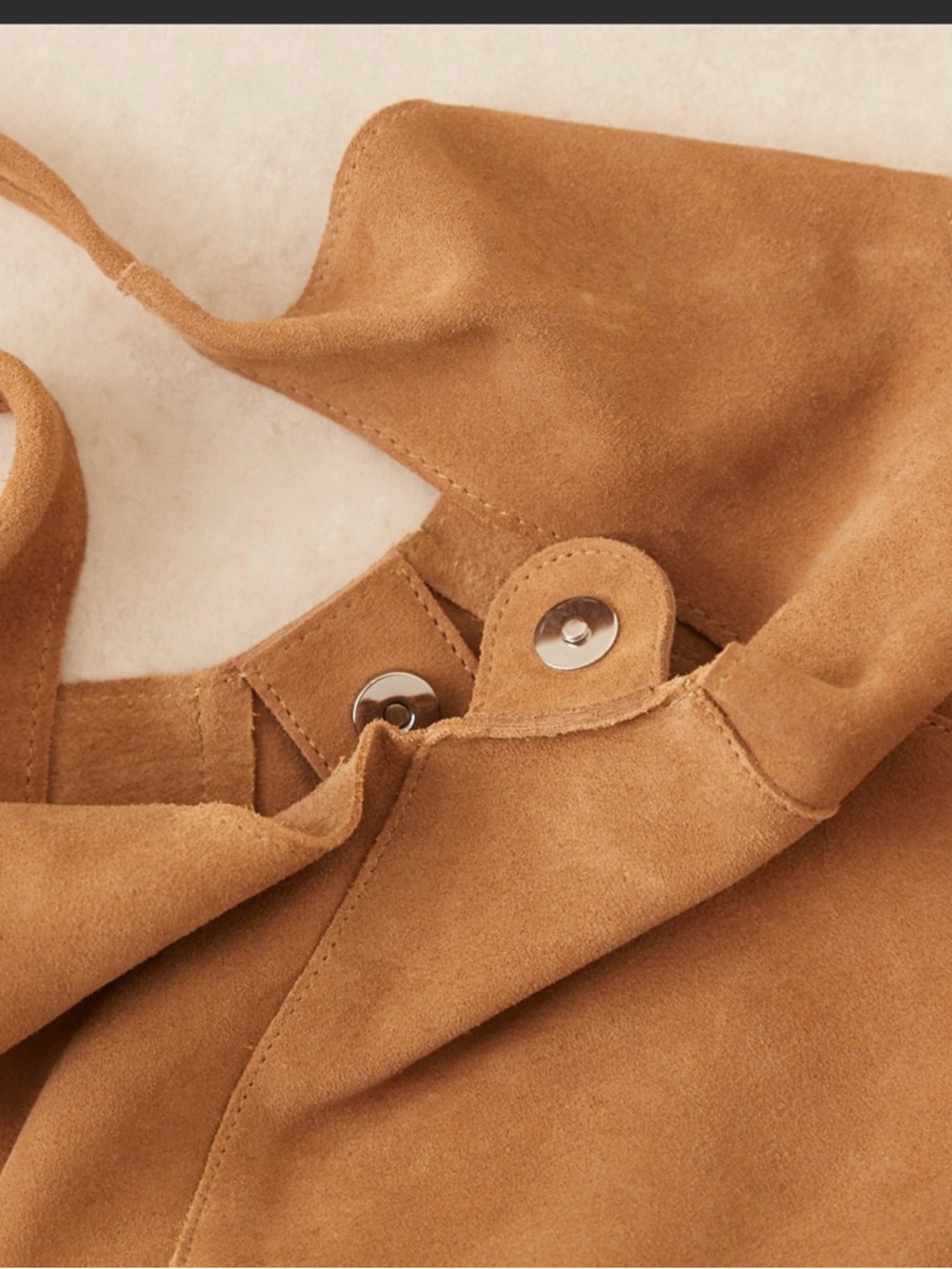 Mango slouchy suede shoulder bag in caramel - Picture 3 of 3
